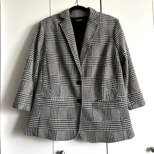 NWT Ralph Lauren Women’s Houndstooth Black/White Blazer Jacket Sz 14w $205